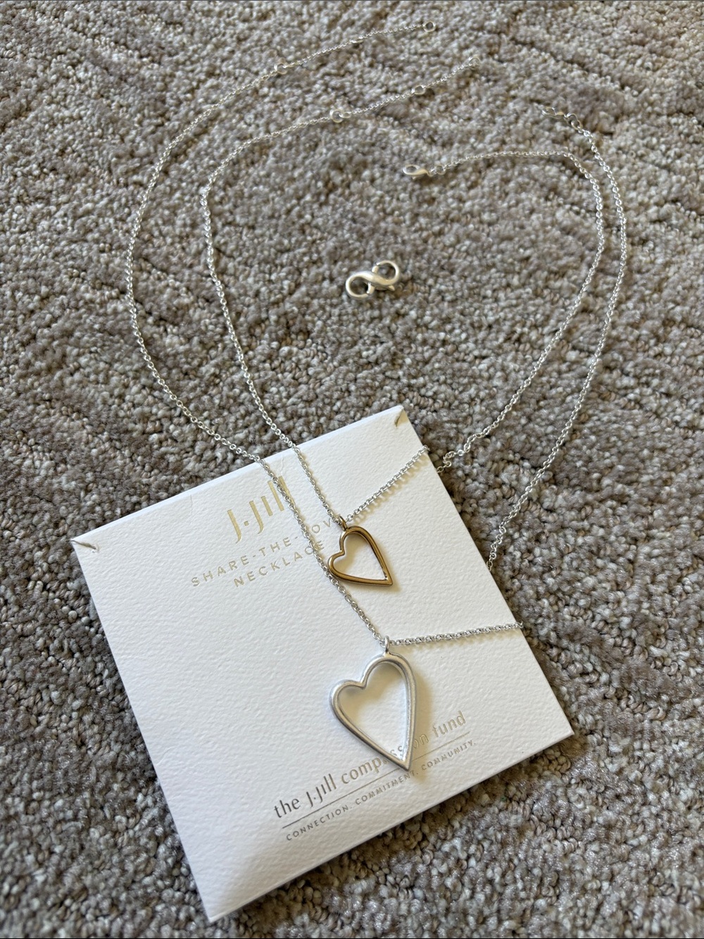 J. Jill Two-Tone Layered Heart Necklace - Silver and Gold Pendants